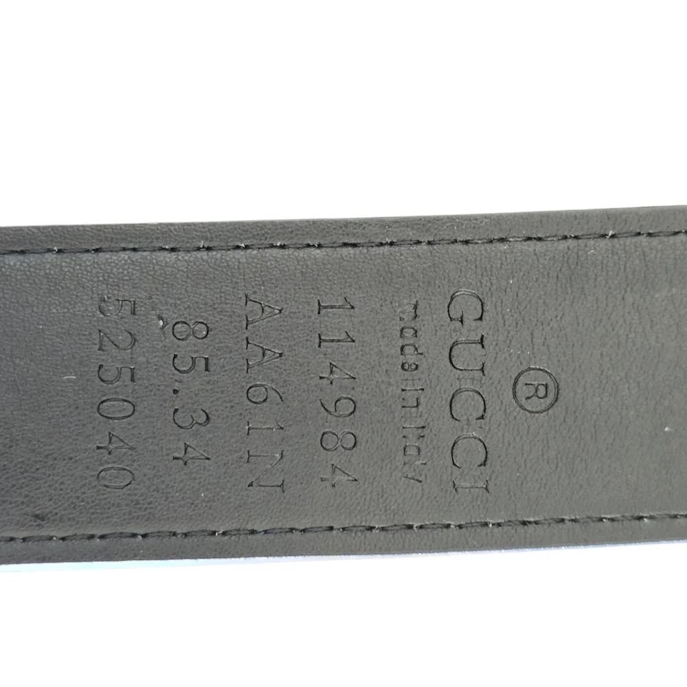 Gucci Interlocking GG Leather Belt Black with Antique Gold Hardware - Picture 6 of 11